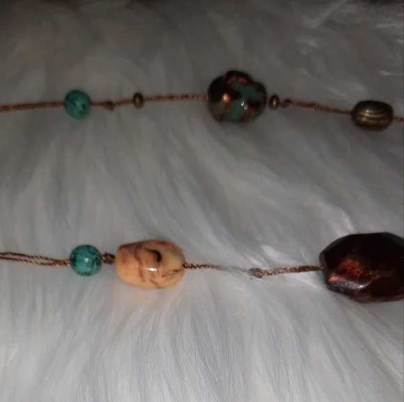 Boho bead xtra long necklace and matching earrings GUC - Picture 9 of 13